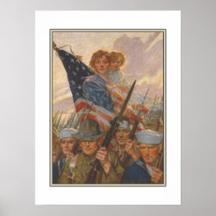 Poster med amerikansk WWII-propagandautskrift