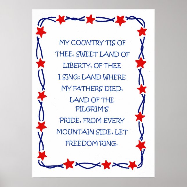 Poster med Amerikas Sång-design (Framsidan)