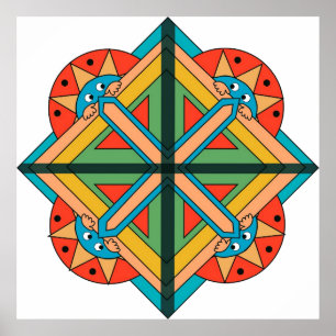 Poster med Art Deco Theme och Funny Ansikte