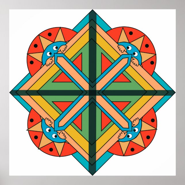 Poster med Art Deco Theme och Funny Ansikte (Framsidan)