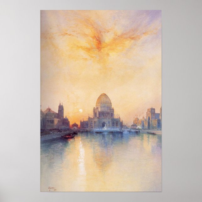 Poster med Chicago World's Fair Painting of 1893 (Framsidan)