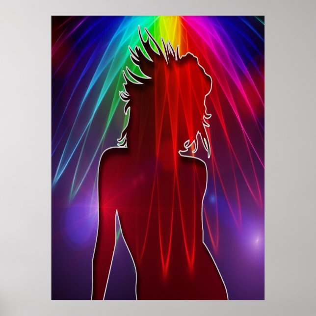 Poster med dansare under Neon Rainbow Light Shower (Framsidan)