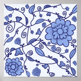 Poster med Delft Pottery Inspired Patterned