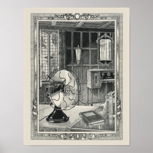 Poster med  elektrisk fläkt-linetchning (Framsidan)