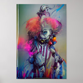 Poster med en CLOWN QUEEN-illustration av fantasi-