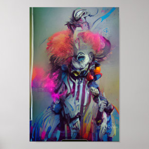 Poster med en CLOWN QUEEN-illustration av fantasi-