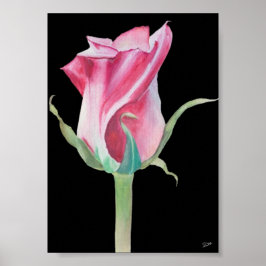 Poster med en enda Rosa ros Premium-arbetsyta (5x7