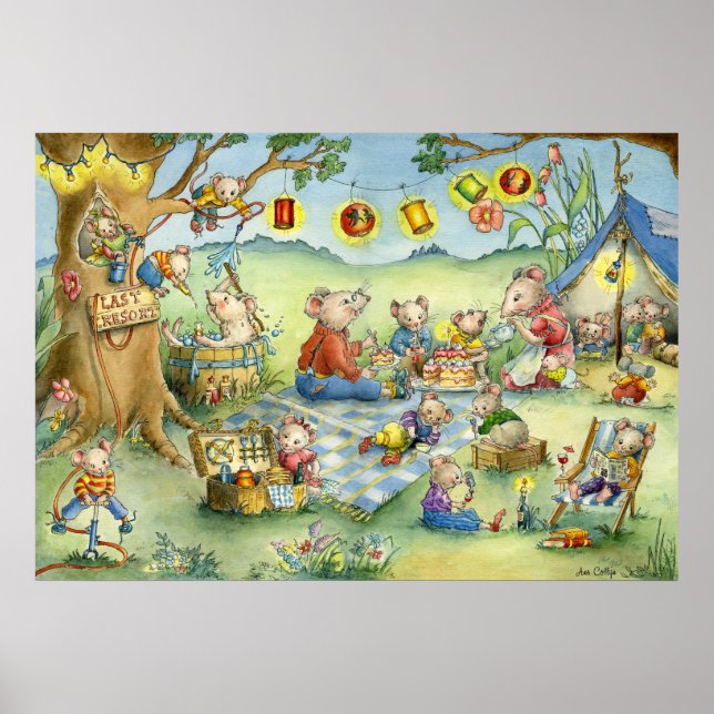 Poster med Family Mouse Summer Picnic (Framsidan)