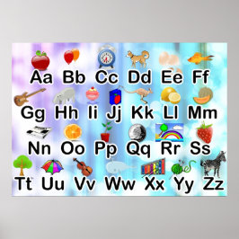 Poster med färgat klassrum ABC Alphabet 