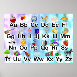 Poster med färgat klassrum ABC Alphabet 