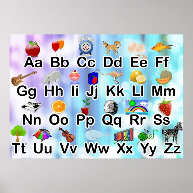 Poster med färgat klassrum ABC Alphabet  (Framsidan)