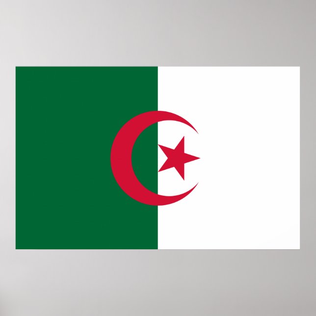 Poster med Flagga Algeriet (Framsidan)
