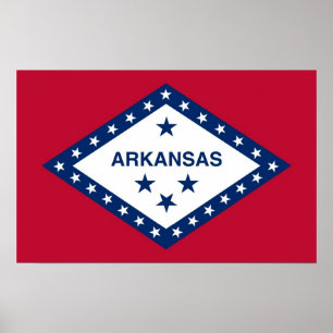 Poster med Flagga av Arkansas, USA.