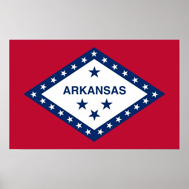 Poster med Flagga av Arkansas, USA. (Framsidan)