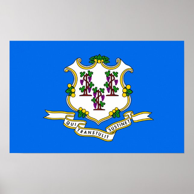 Poster med Flagga av Connecticut, USA (Framsidan)