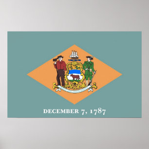 Poster med Flagga av Delaware, USA.