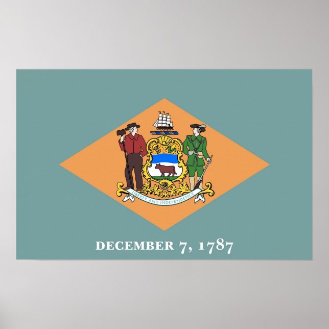 Poster med Flagga av Delaware, USA. (Framsidan)