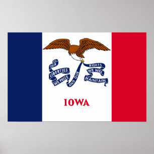 Poster med Flagga av Iowa, USA.