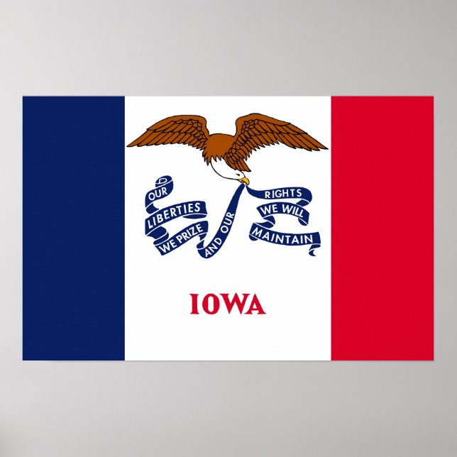 Poster med Flagga av Iowa, USA. (Framsidan)