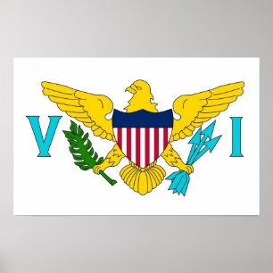 Poster med Flagga av Jungfruöarna, USA