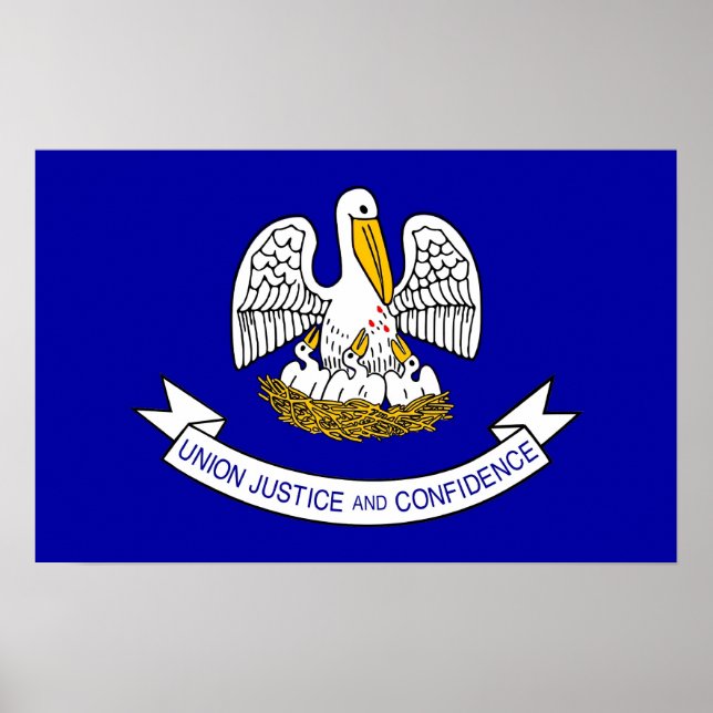 Poster med Flagga av Louisiana, USA. (Framsidan)