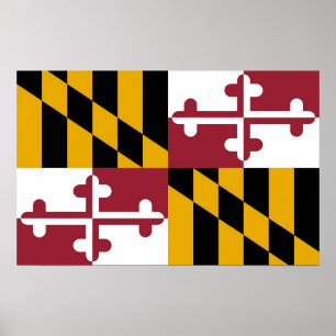 Poster med Flagga av Maryland, USA.