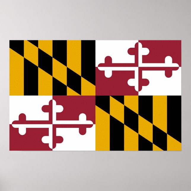 Poster med Flagga av Maryland, USA. (Framsidan)