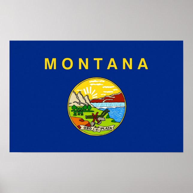 Poster med Flagga av Montana, USA. (Framsidan)