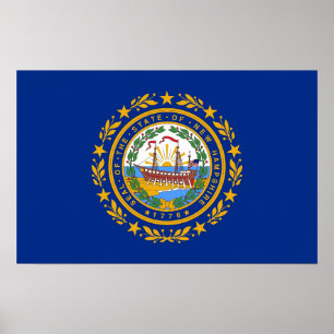 Poster med Flagga av New Hampshire, USA