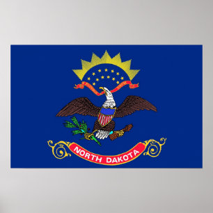 Poster med Flagga av North Dakota, USA