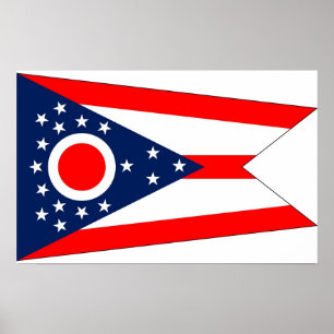 Poster med Flagga av Ohio, USA.