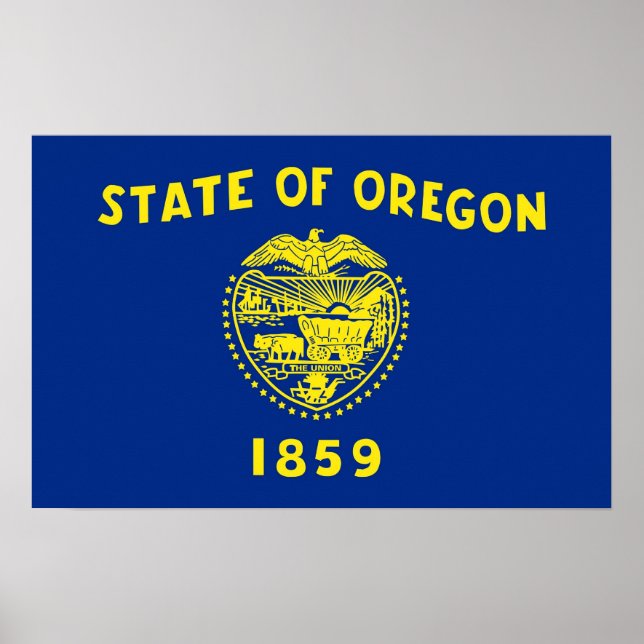 Poster med Flagga av Oregon, USA. (Framsidan)