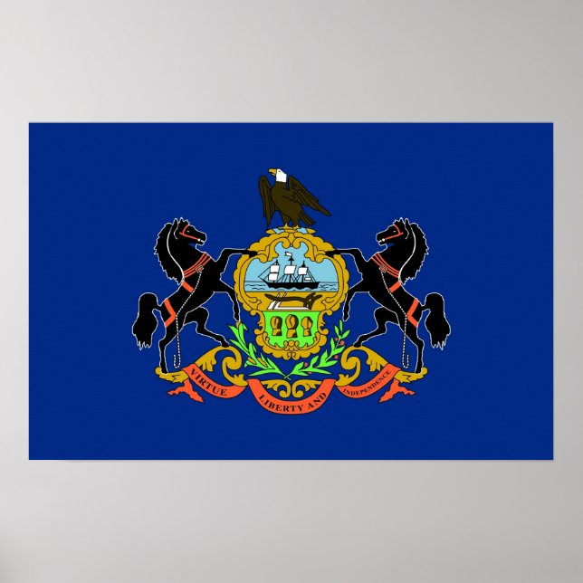 Poster med Flagga av Pennsylvania, USA. (Framsidan)