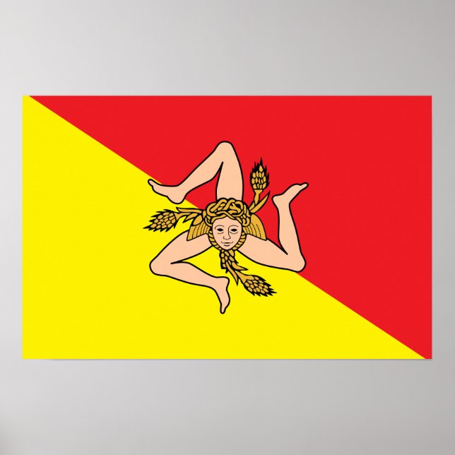 Poster med Flagga av Sicilien, Italien (Framsidan)