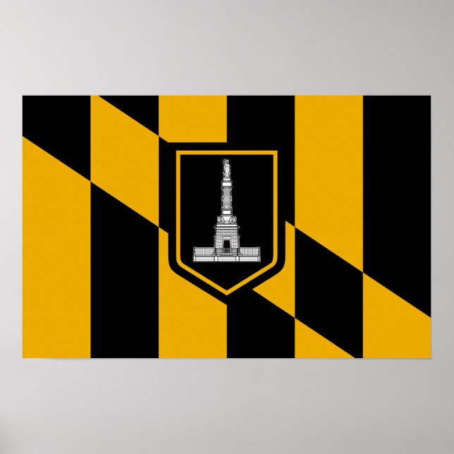 Poster med Flagga Baltimore, Maryland, USA (Framsidan)