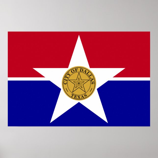 Poster med Flagga Dallas, USA (Framsidan)