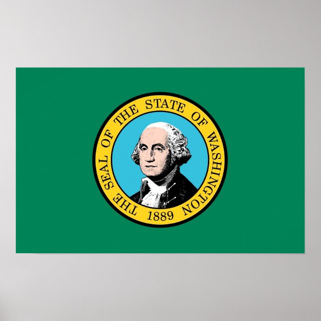 Poster med Flagga från Washington, USA. (Framsidan)