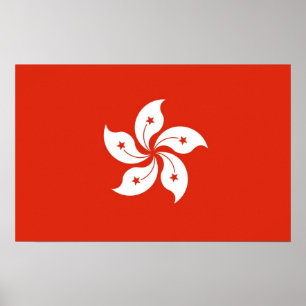 Poster med Flagga Hongkong, China