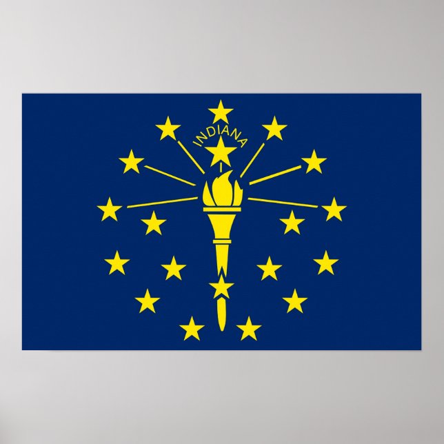 Poster med Flagga Indiana, USA. (Framsidan)