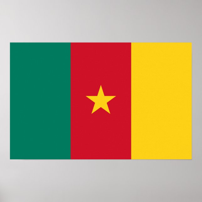 Poster med Flagga Kamerun (Framsidan)
