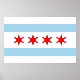 Poster med Flagga of Chicago, Illinois, USA.