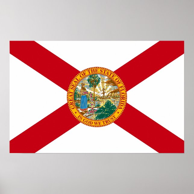Poster med Flagga of Florida, USA. (Framsidan)