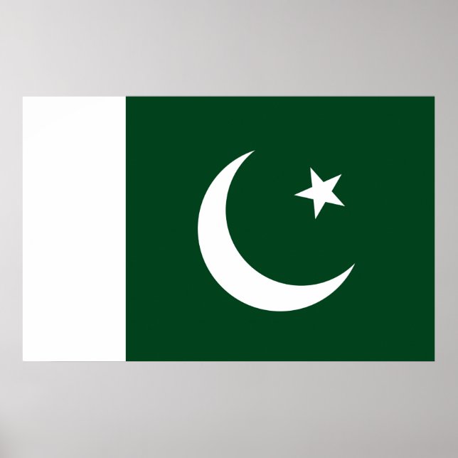 Poster med Flagga Pakistan (Framsidan)