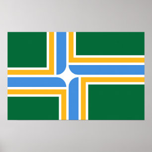 Poster med Flagga Portland, Oregon, USA