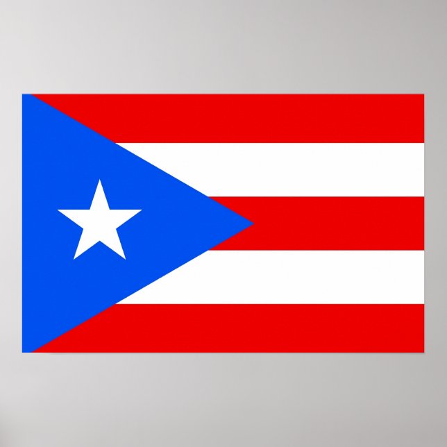 Poster med Flagga Puerto Rico, USA. (Framsidan)