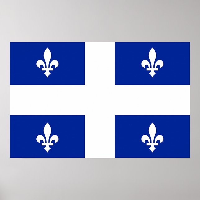 Poster med Flagga Quebec, Kanada (Framsidan)