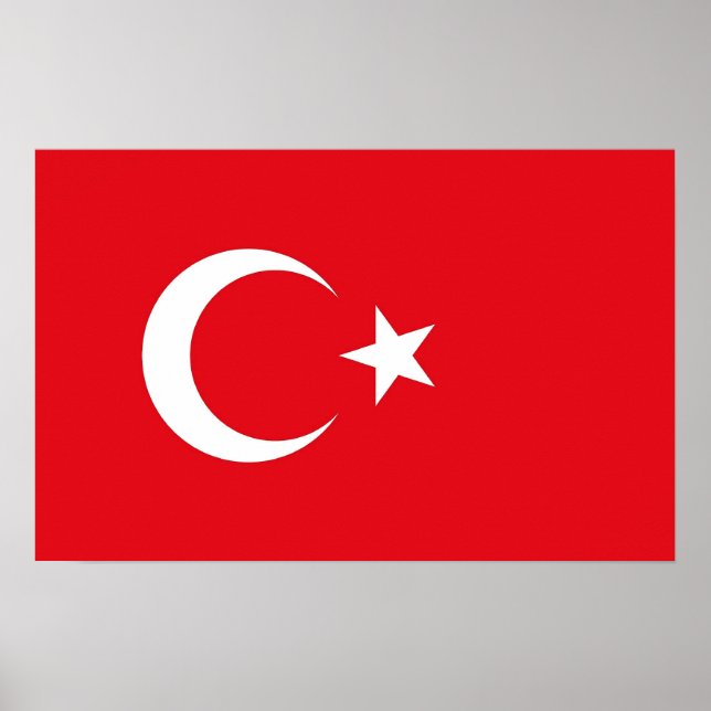 Poster med Flagga Turkiet (Framsidan)