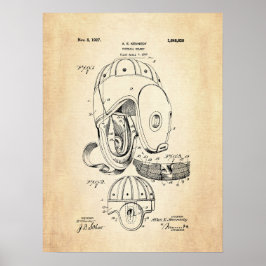 Poster med fotboll för Helmet Patent-utskrift