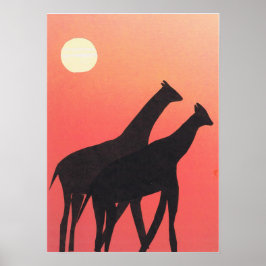 Poster med Giraffe Silhouettes