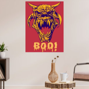Poster med häftig monster BOO Halloween-skaskdesig